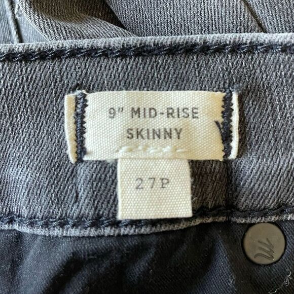 MADEWELL Skinny Jeans Womens Petite 27P Black Mid-Rise Stretch Rip Knee H3149 - Picture 8 of 10